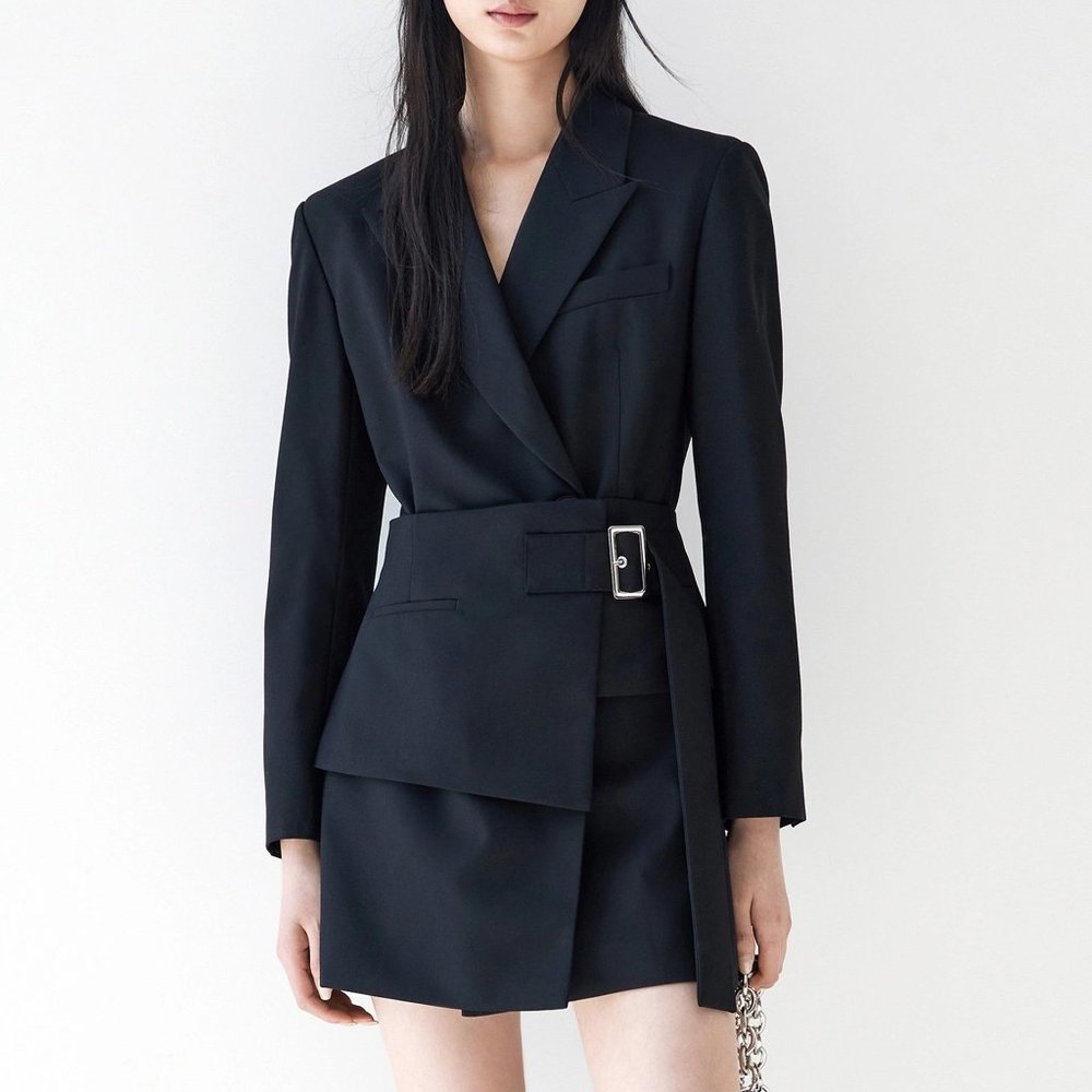 MO&CO Wool Blend Belted Mini Suit Dress (Size S)